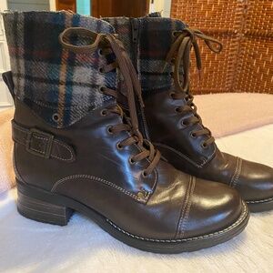 Taos plaid leather boots